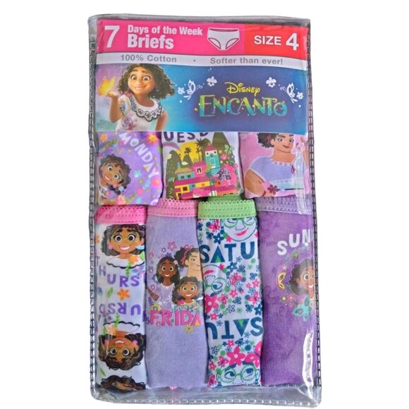 Disney Other - Disney Encanto Size 4 Girls Underwear Set 7 Days Of The Week Briefs 100% Cotton